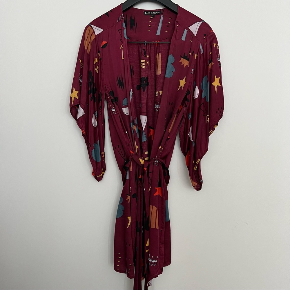 LOVE STORIES • Printed Satin Kimono Robe